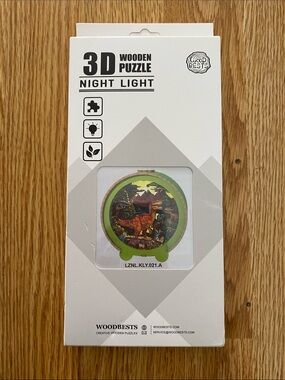 New WOODBESTS 3D Wooden Dinosaur Puzzle Night Light